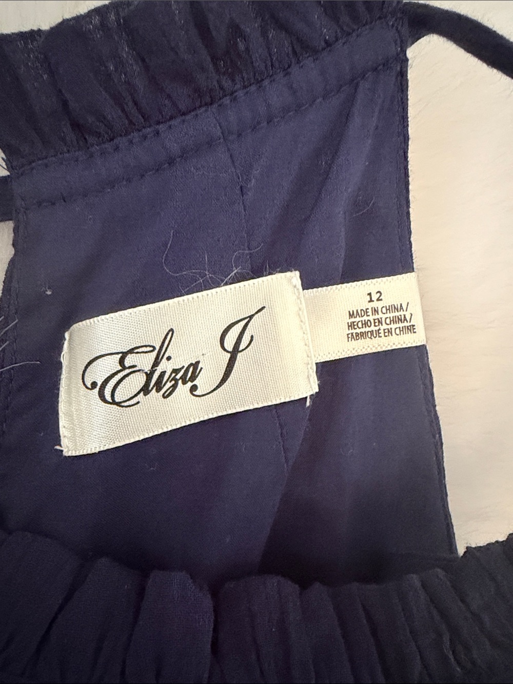 Eliza J Navy Blue Cotton Gauze Fit & Flare Strappy Sun Dress - Picture 9 of 13